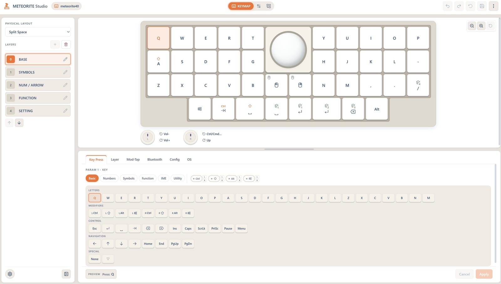 Meteorite Studio ライトテーマの画面